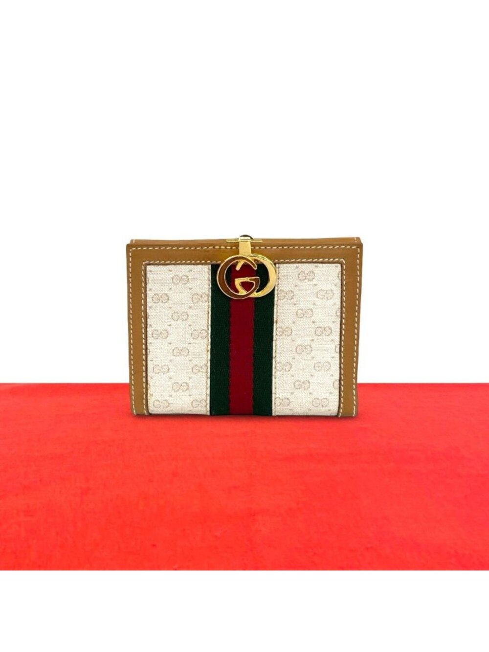 Gucci Vintage Sherry Line Micro GG Leather Bifold Wallet Mini Brown